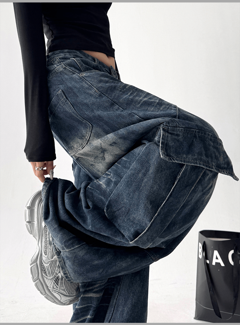 Washed Distressed Wide - Leg Denim - COPPING THREADS - CT Select