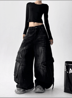 Washed Distressed Wide - Leg Denim - COPPING THREADS - CT Select