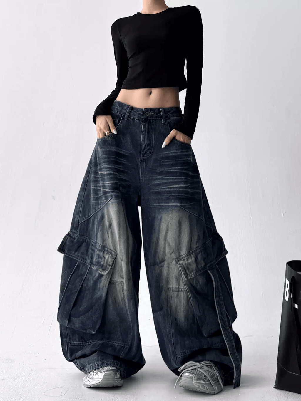 Washed Distressed Wide - Leg Denim - COPPING THREADS - CT Select