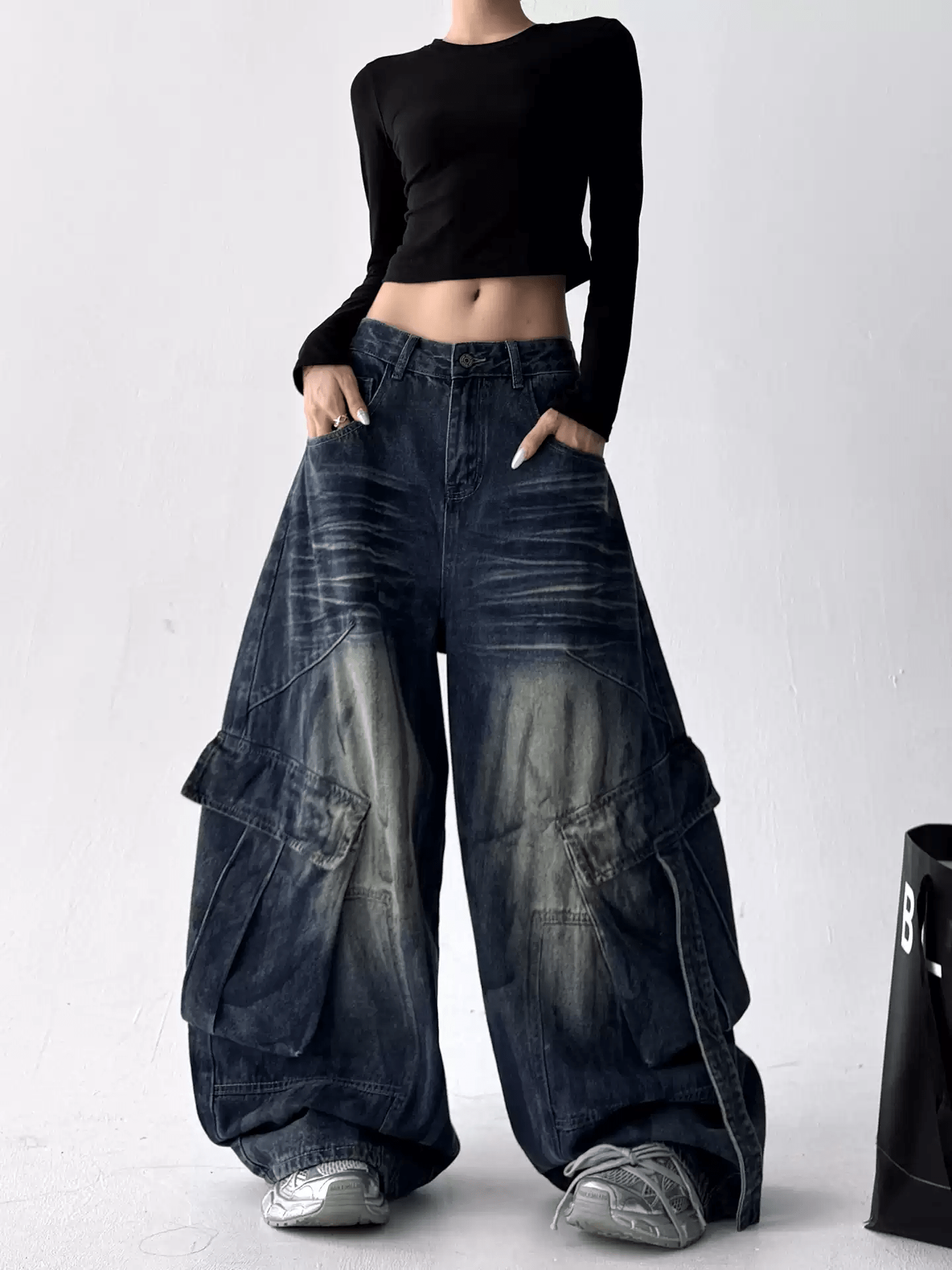 Washed Distressed Wide - Leg Denim - COPPING THREADS - CT Select