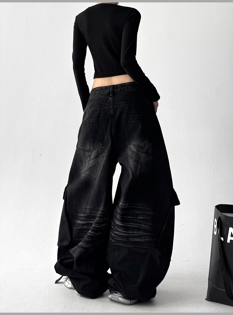 Washed Distressed Wide - Leg Denim - COPPING THREADS - CT Select