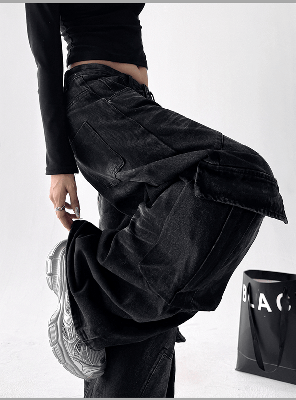 Washed Distressed Wide - Leg Denim - COPPING THREADS - CT Select