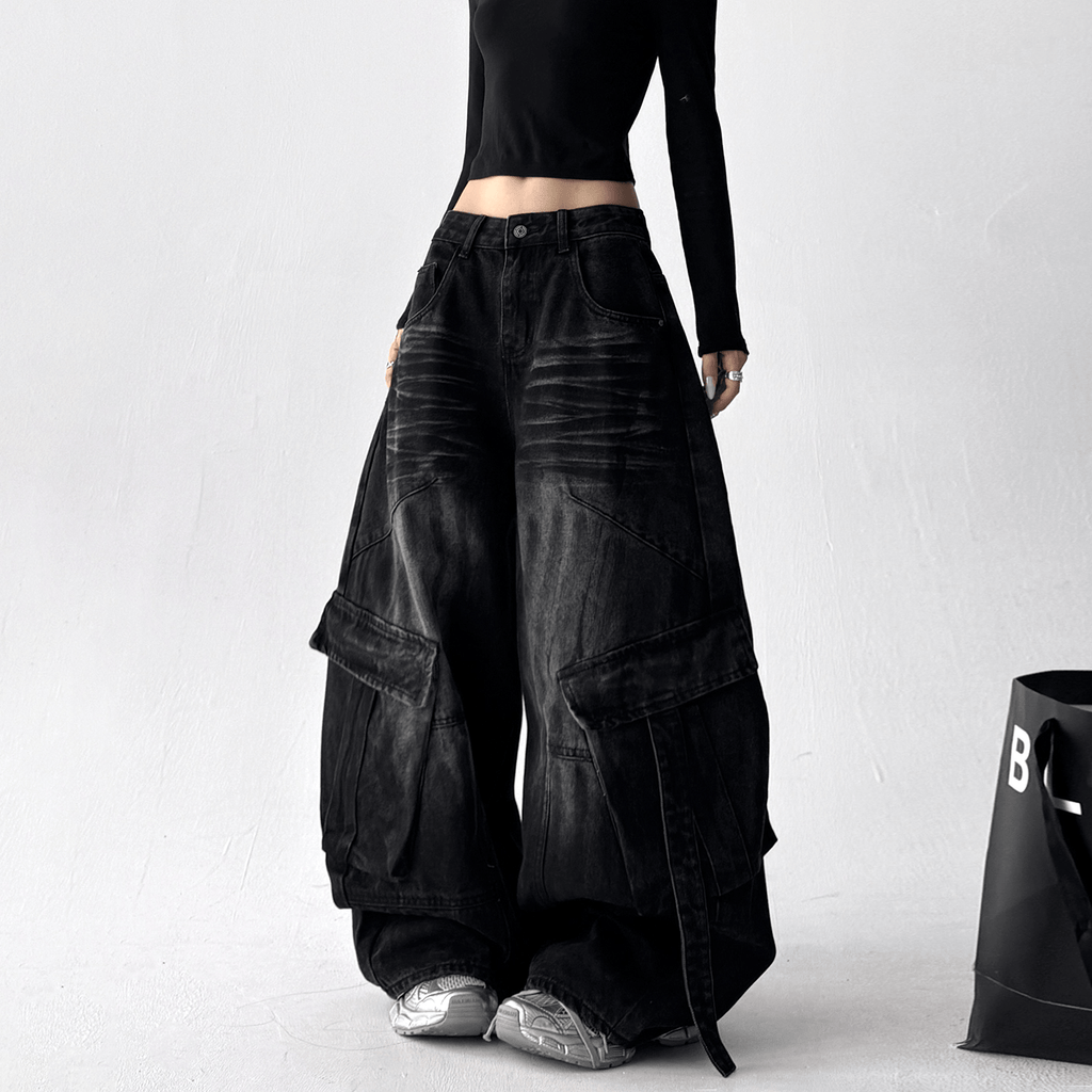 Washed Distressed Wide - Leg Denim - COPPING THREADS - CT Select