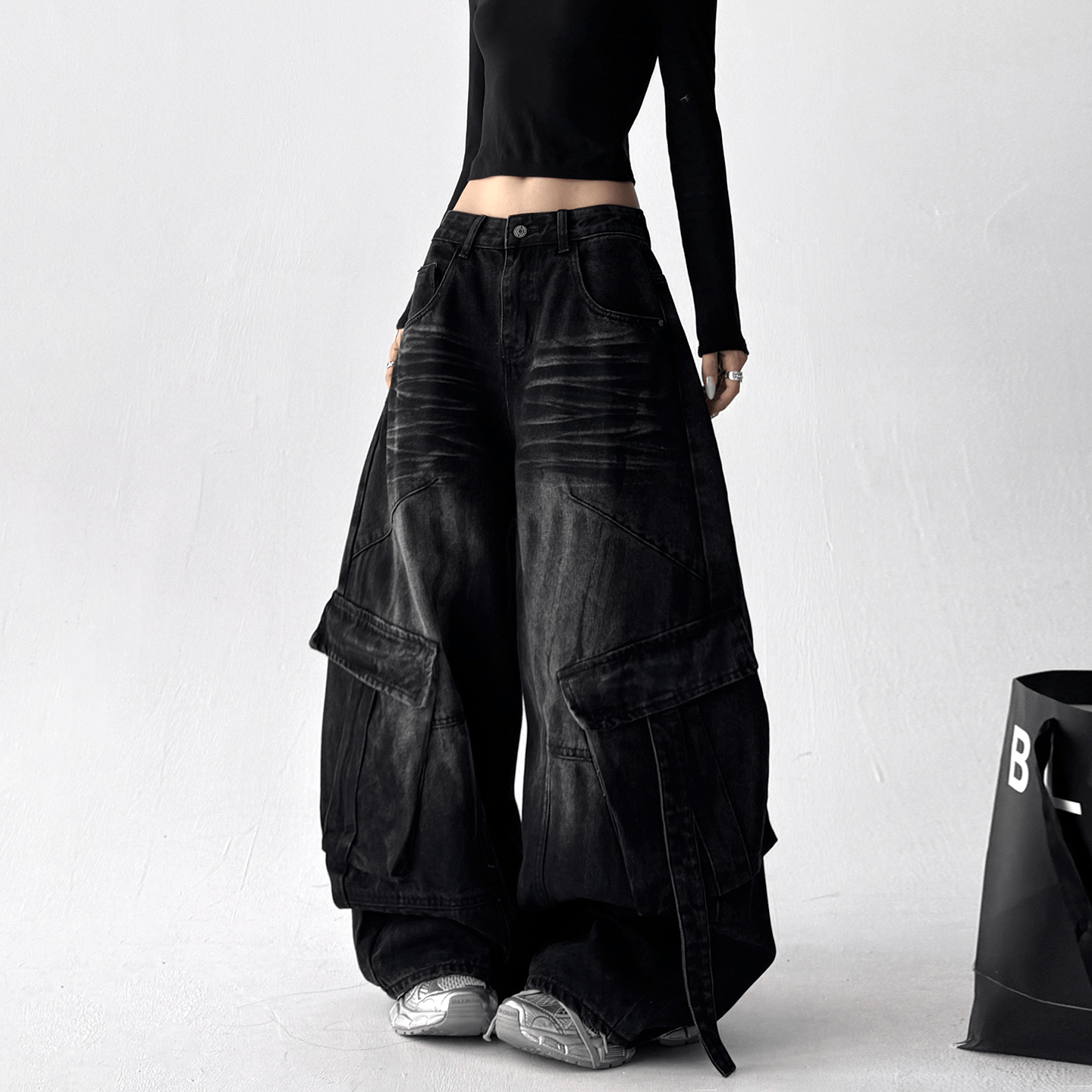 Washed Distressed Wide - Leg Denim - COPPING THREADS - CT Select