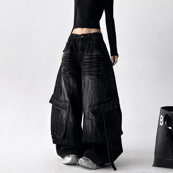 Washed Distressed Wide - Leg Denim - COPPING THREADS - CT Select