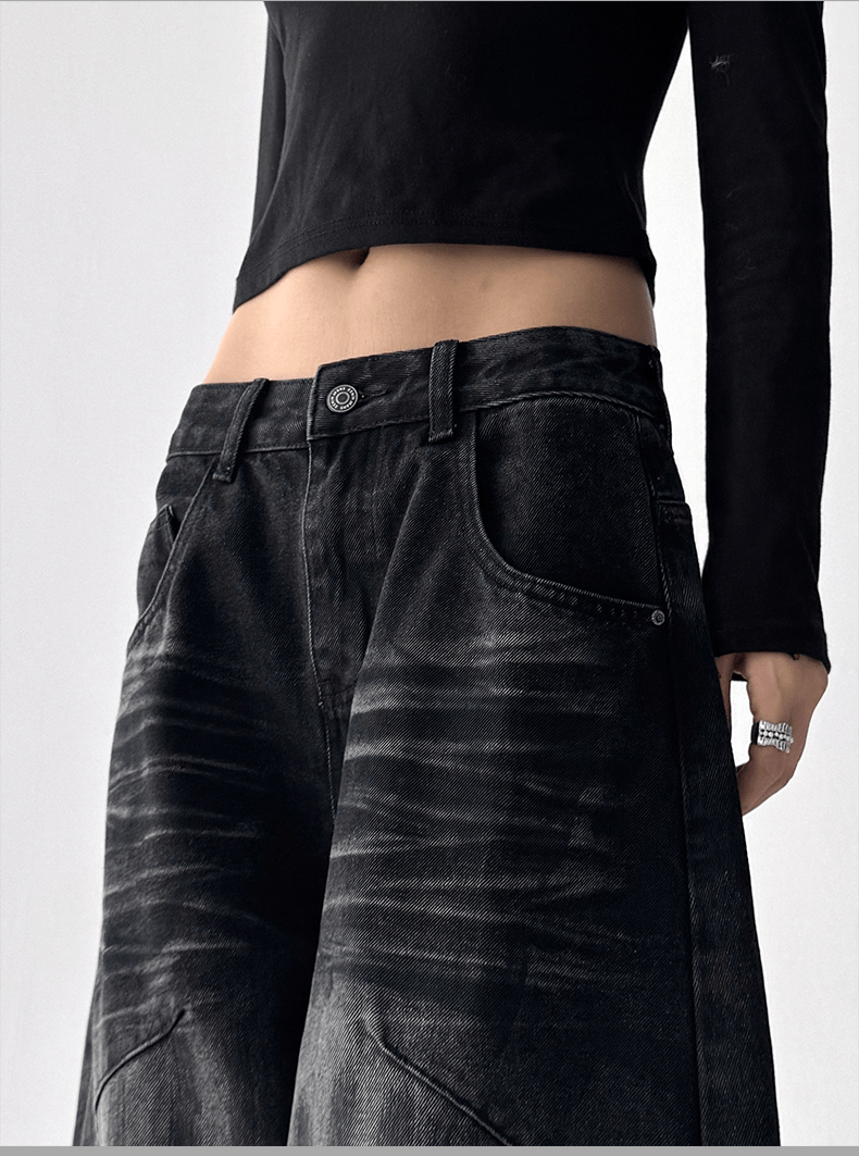 Washed Distressed Wide - Leg Denim - COPPING THREADS - CT Select