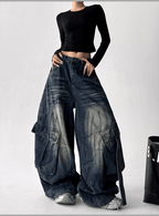 Washed Distressed Wide - Leg Denim - COPPING THREADS - CT Select