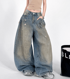 Washed Distressed Wide - Leg Drag Jeans - COPPING THREADS - CT Select