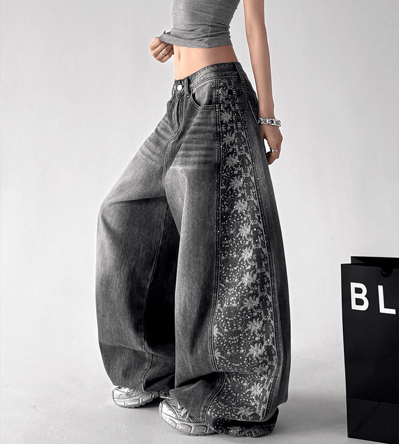 Washed Floral Side - Panel Wide - Leg Jeans – CT9593 - COPPING THREADS - CT Select