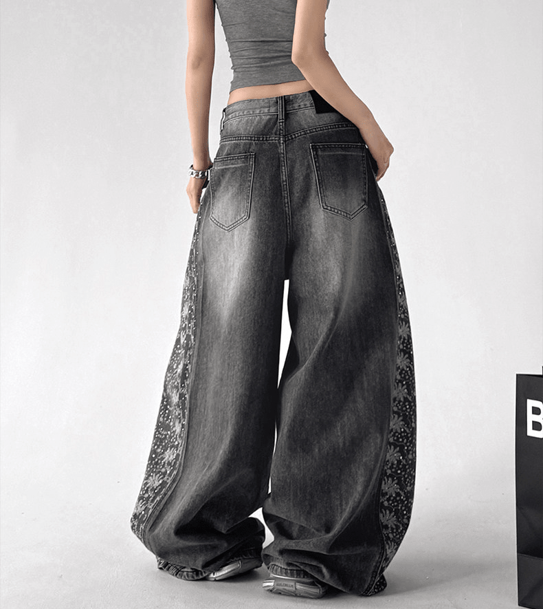 Washed Floral Side - Panel Wide - Leg Jeans – CT9593 - COPPING THREADS - CT Select