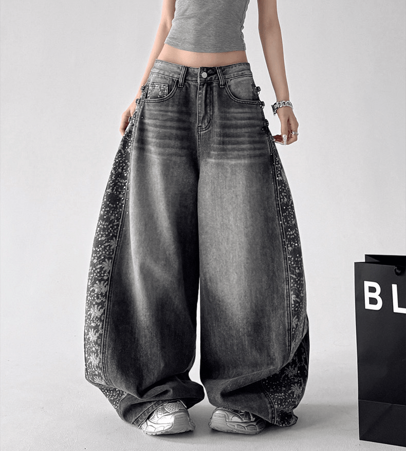 Washed Floral Side - Panel Wide - Leg Jeans – CT9593 - COPPING THREADS - CT Select Main image