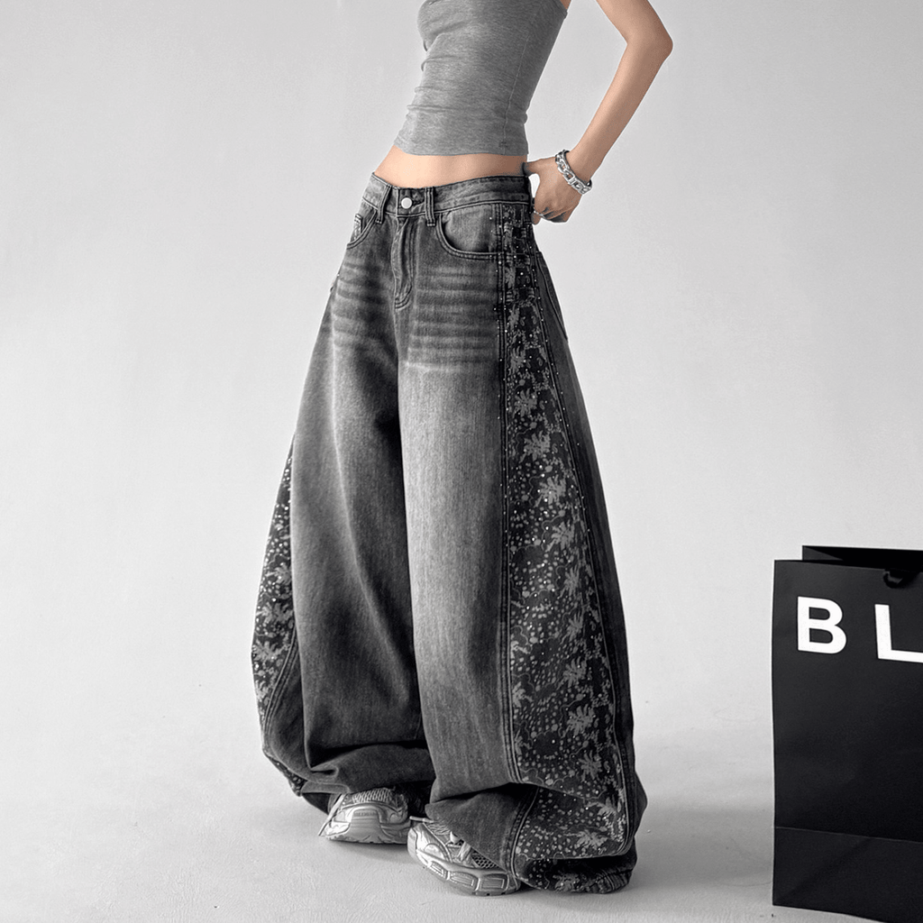 Washed Floral Side - Panel Wide - Leg Jeans – CT9593 - COPPING THREADS - CT Select