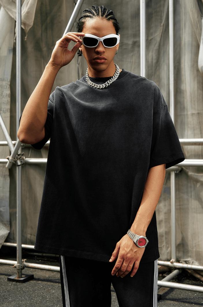 Washed Gradient Distressed Oversized Tee - COPPING THREADS - CT Basics