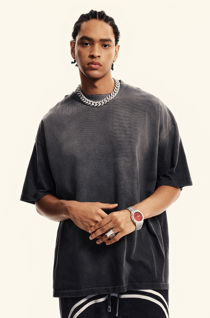 Washed Gradient Distressed Oversized Tee - COPPING THREADS - CT Basics