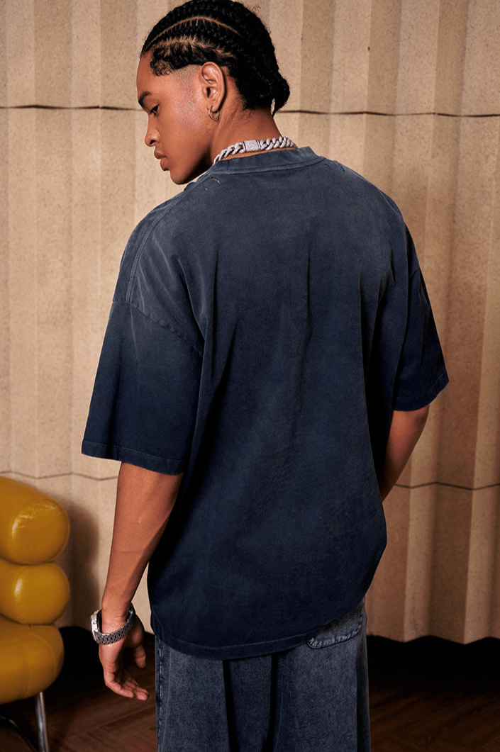 Washed Gradient Distressed Oversized Tee - COPPING THREADS - CT Basics