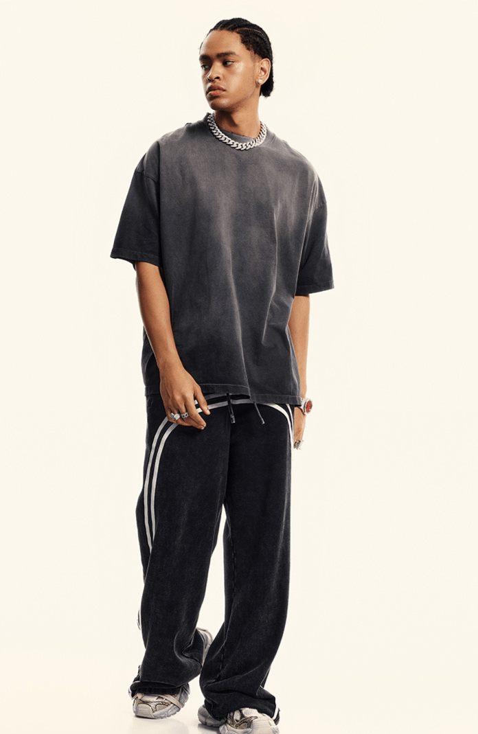Washed Gradient Distressed Oversized Tee - COPPING THREADS - CT Basics