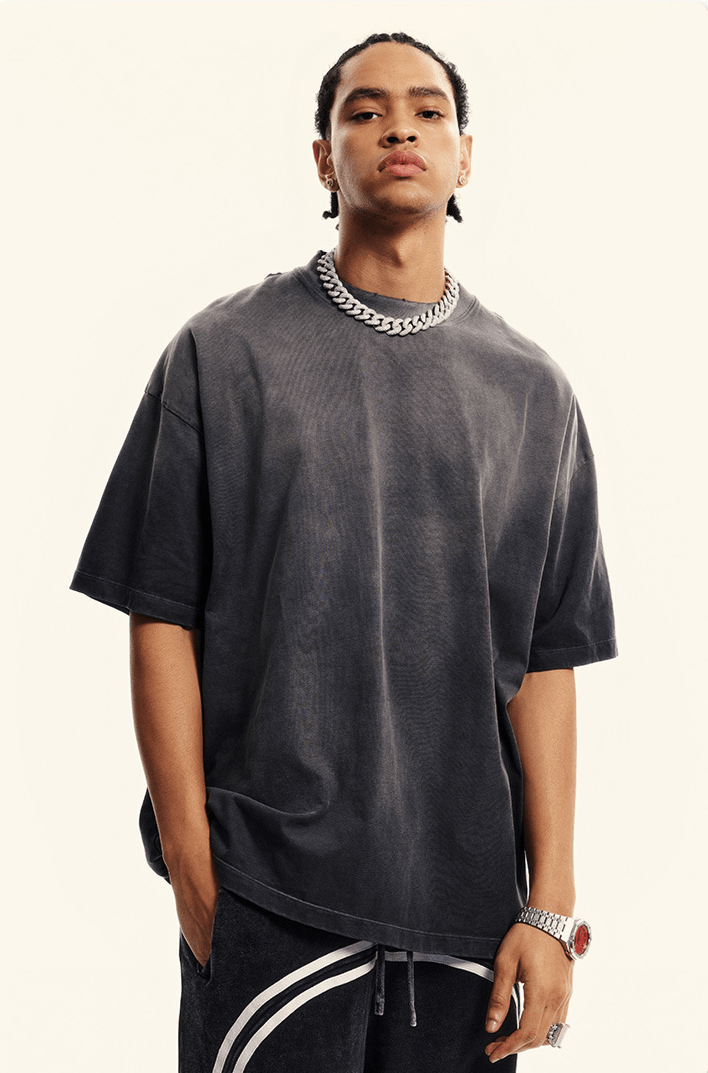 Washed Gradient Distressed Oversized Tee - COPPING THREADS - CT Basics