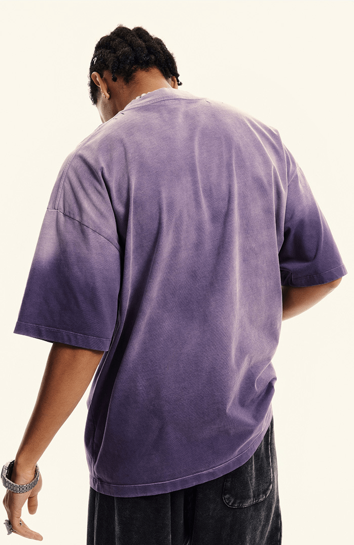 Washed Gradient Distressed Oversized Tee - COPPING THREADS - CT Basics