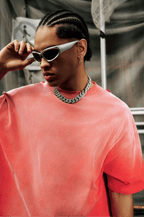 Washed Gradient Distressed Oversized Tee - COPPING THREADS - CT Basics