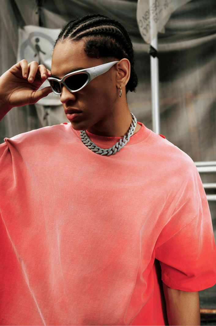 Washed Gradient Distressed Oversized Tee - COPPING THREADS - CT Basics