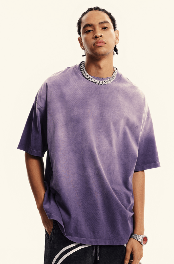 Washed Gradient Distressed Oversized Tee - COPPING THREADS - CT Basics