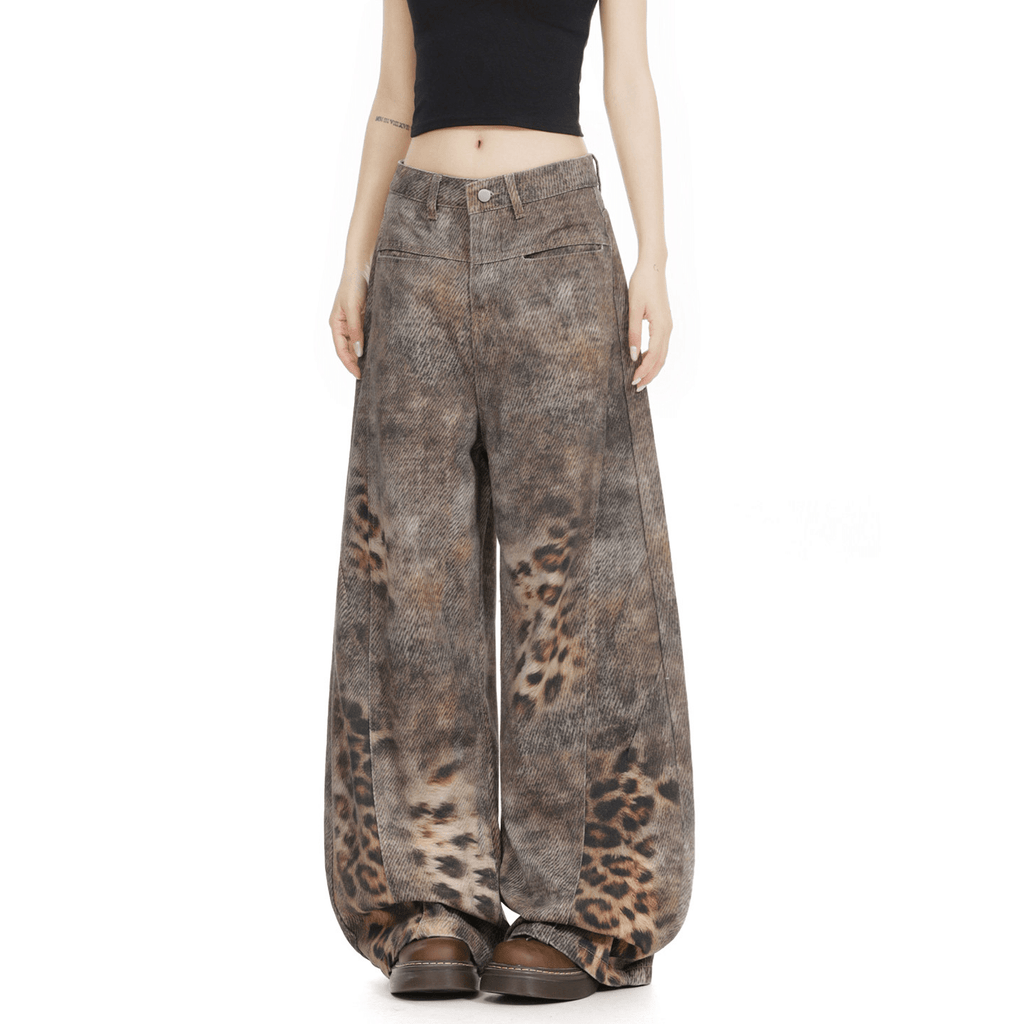 Washed Leopard Print Curved - Leg Jeans - COPPING THREADS - CT Select