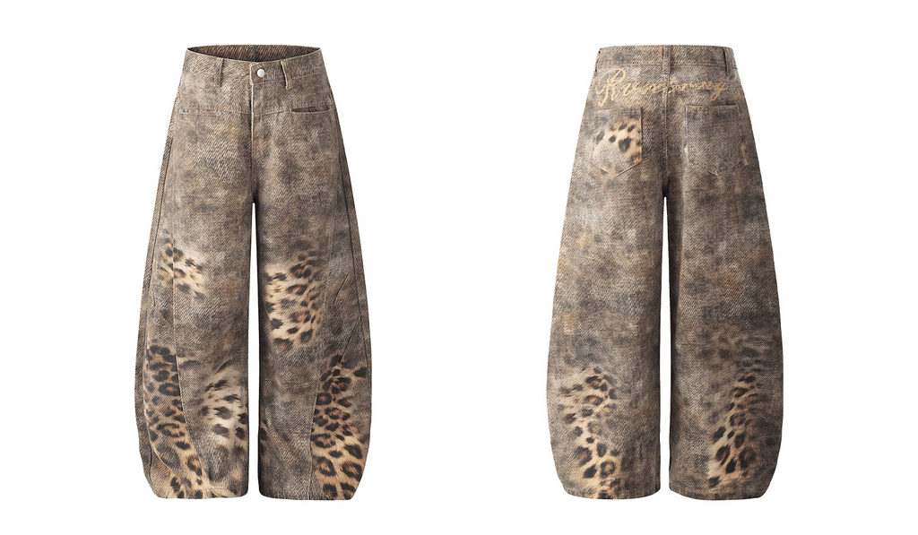 Washed Leopard Print Curved - Leg Jeans - COPPING THREADS - CT Select