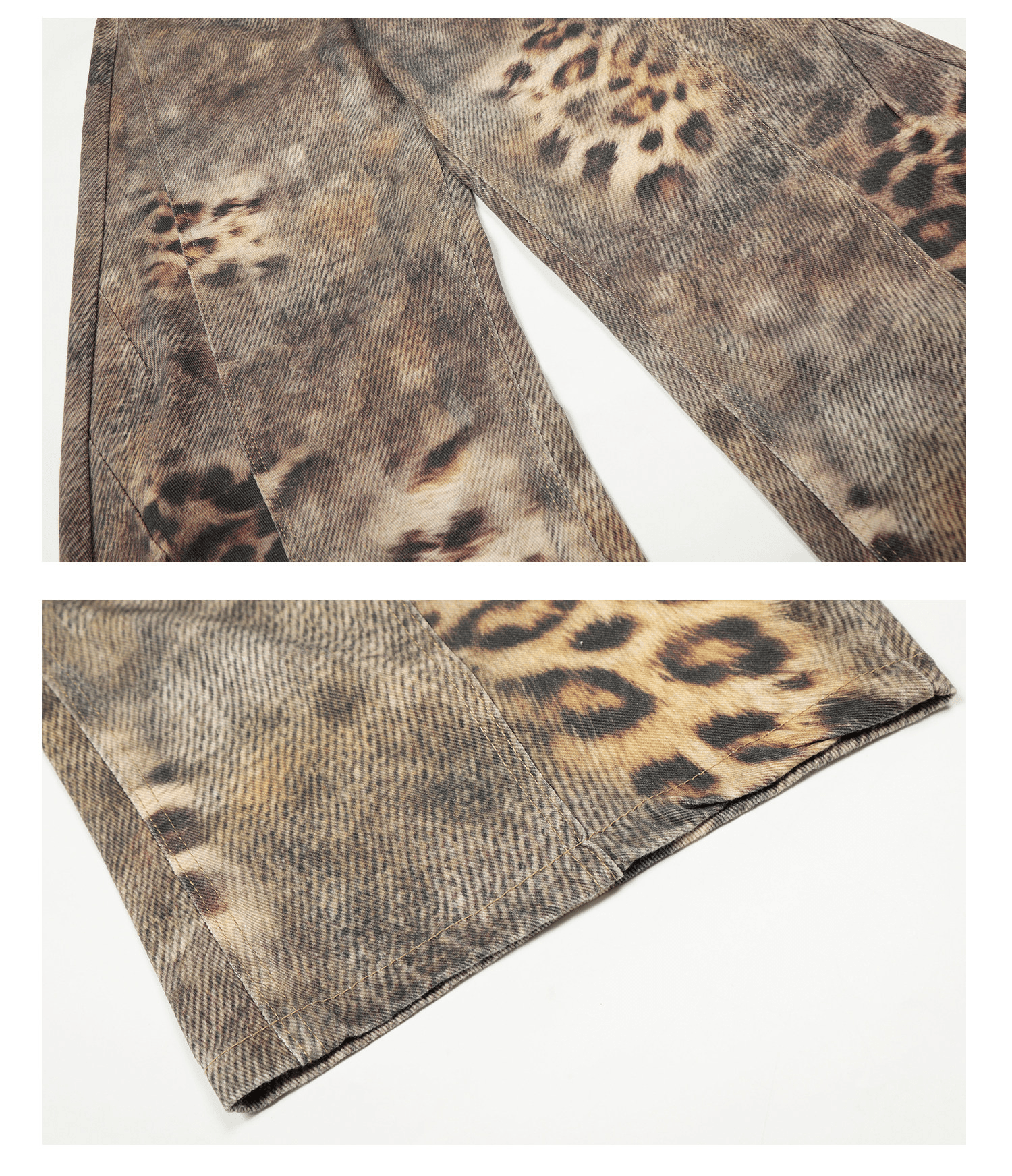 Washed Leopard Print Curved - Leg Jeans - COPPING THREADS - CT Select