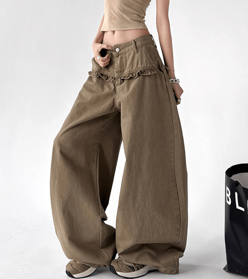Washed Ruffle High - Waist Wide - Leg Pants – CT2005 - COPPING THREADS - CT Select