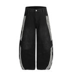 Washed Triple‑Stripe Deconstructed Wide‑Leg Jeans - COPPING THREADS - CT Select