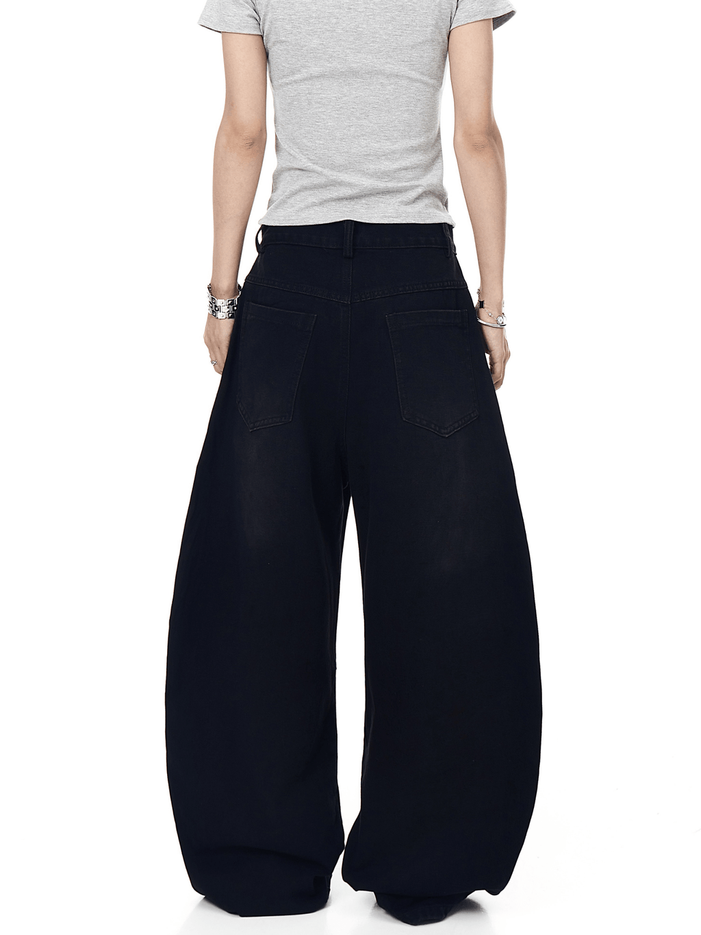 Washed Triple‑Stripe Deconstructed Wide‑Leg Jeans - COPPING THREADS - CT Select