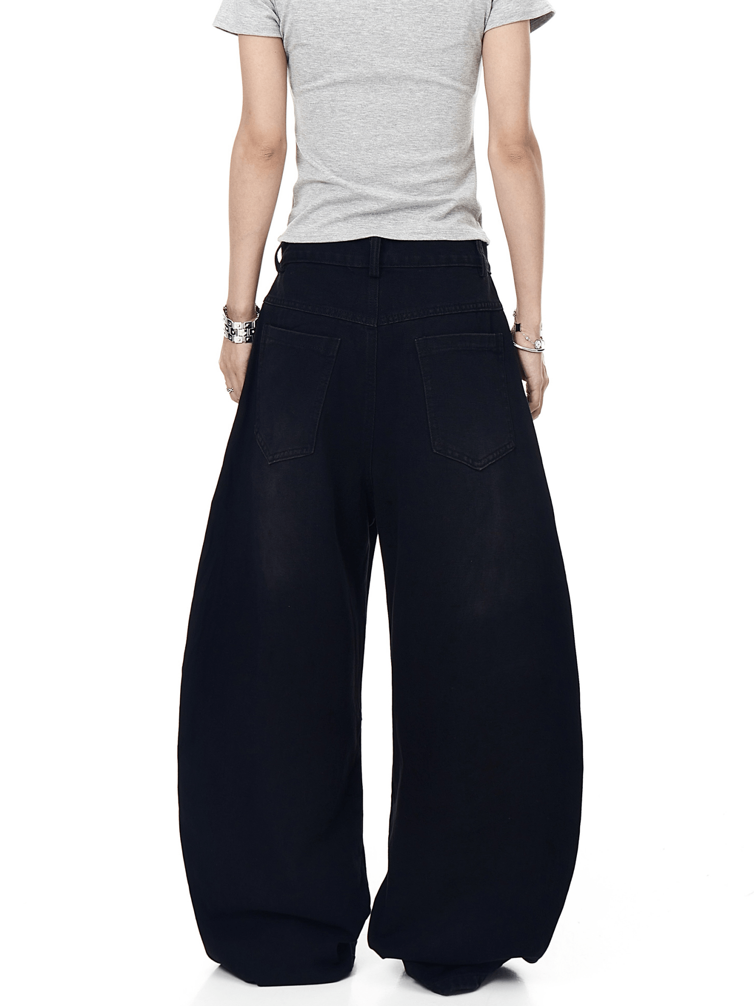 Washed Triple‑Stripe Deconstructed Wide‑Leg Jeans - COPPING THREADS - CT Select