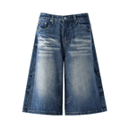 Washed Whisker Denim Wide - Leg Shorts - COPPING THREADS - CT Select