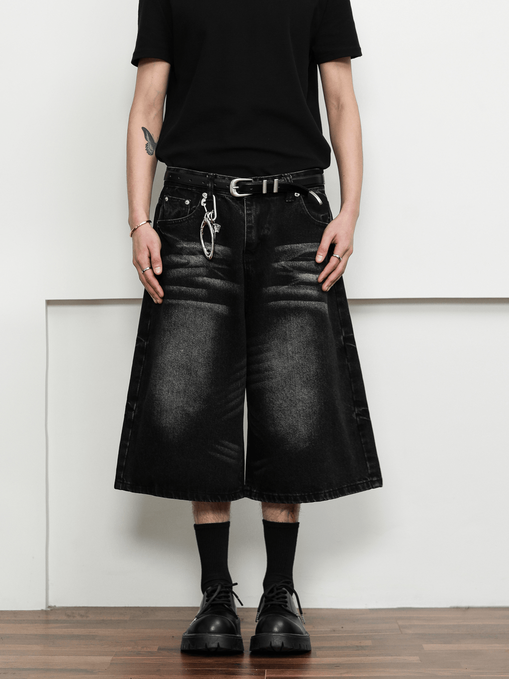 Washed Whisker Denim Wide - Leg Shorts - COPPING THREADS - CT Select
