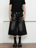 Washed Whisker Denim Wide - Leg Shorts - COPPING THREADS - CT Select