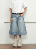 Washed Whisker Denim Wide - Leg Shorts - COPPING THREADS - CT Select