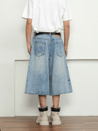 Washed Whisker Denim Wide - Leg Shorts - COPPING THREADS - CT Select
