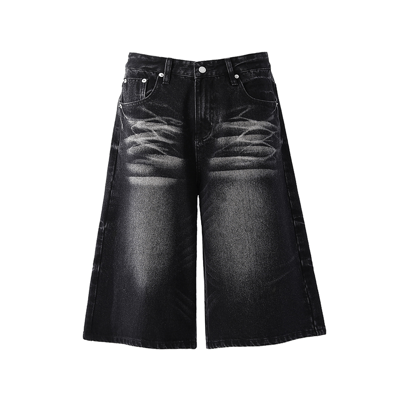 Washed Whisker Denim Wide - Leg Shorts - COPPING THREADS - CT Select