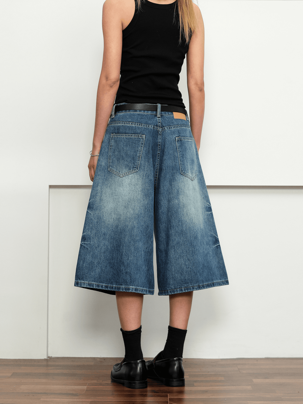 Washed Whisker Denim Wide - Leg Shorts - COPPING THREADS - CT Select