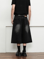 Washed Whisker Denim Wide - Leg Shorts - COPPING THREADS - CT Select