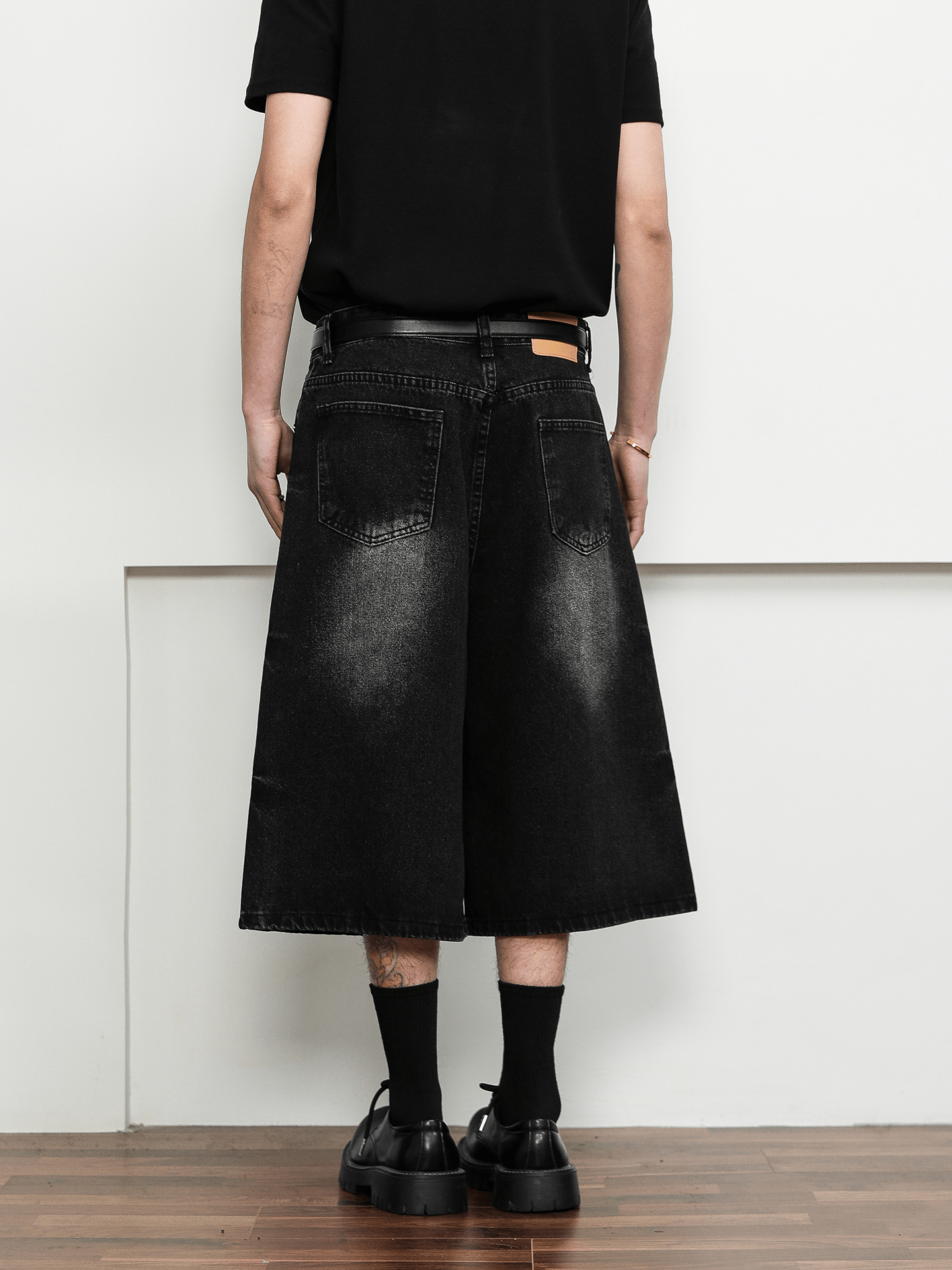 Washed Whisker Denim Wide - Leg Shorts - COPPING THREADS - CT Select