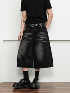 Washed Whisker Denim Wide - Leg Shorts - COPPING THREADS - CT Select