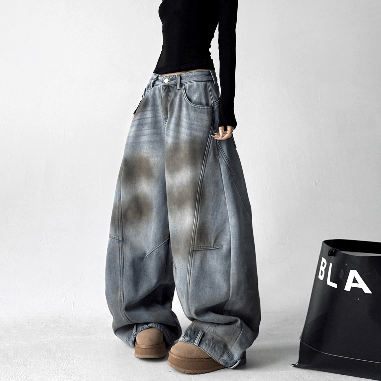Wasteland - style Distressed Wide - leg Jeans - COPPING THREADS - CT Select