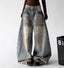 Whiskered Washed Wide-Leg Jeans - COPPING THREADS - CT ORIGINALS