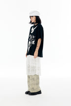 White Lace Overlay Straight - Leg Culottes - COPPING THREADS - APRIORITY