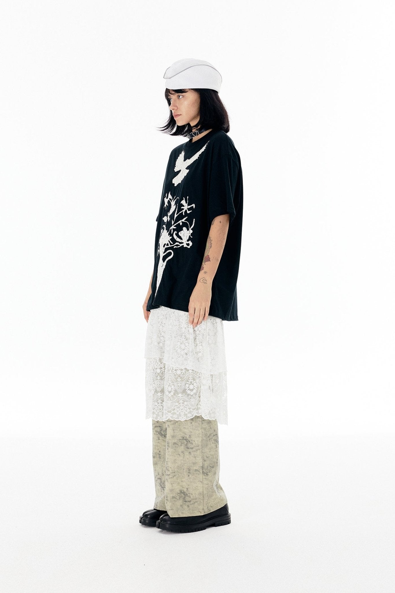 White Lace Overlay Straight - Leg Culottes - COPPING THREADS - APRIORITY