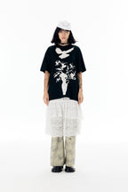 White Lace Overlay Straight - Leg Culottes - COPPING THREADS - APRIORITY