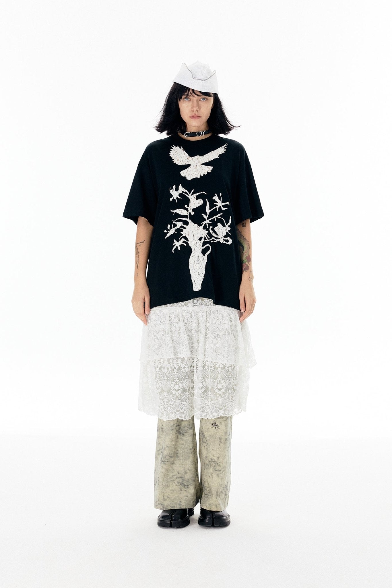 White Lace Overlay Straight - Leg Culottes - COPPING THREADS - APRIORITY