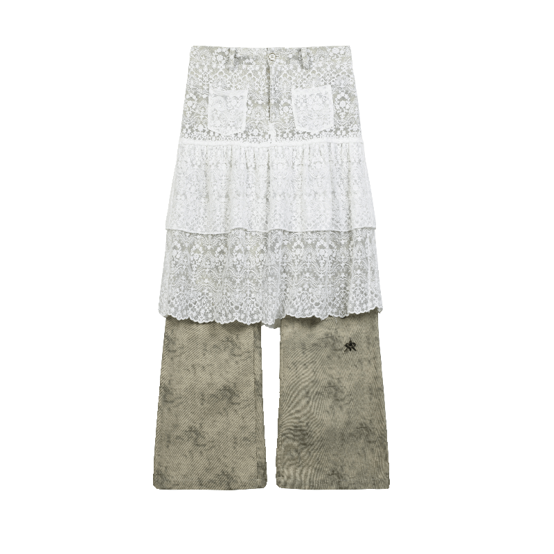 White Lace Overlay Straight - Leg Culottes - COPPING THREADS - APRIORITY