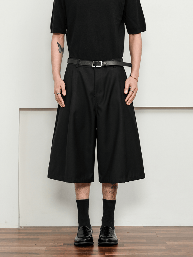 Wide - Leg Tailored Culotte Shorts - COPPING THREADS - CT Basics Hover Image